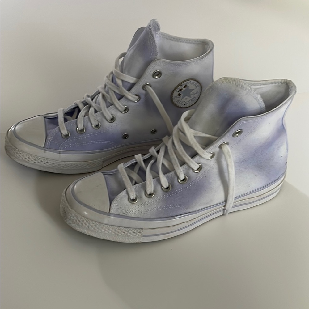 Converse High-Top Sneakers in White and Purple